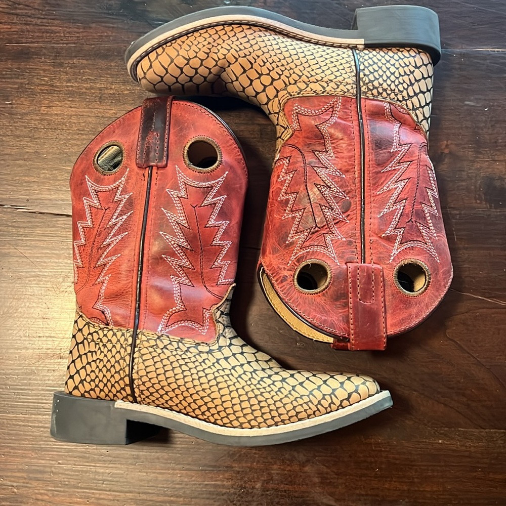 CODY JAMES BOYS' REPTILE PRINT WESTERN BOOTS - BROAD SQUARE TOE size 1